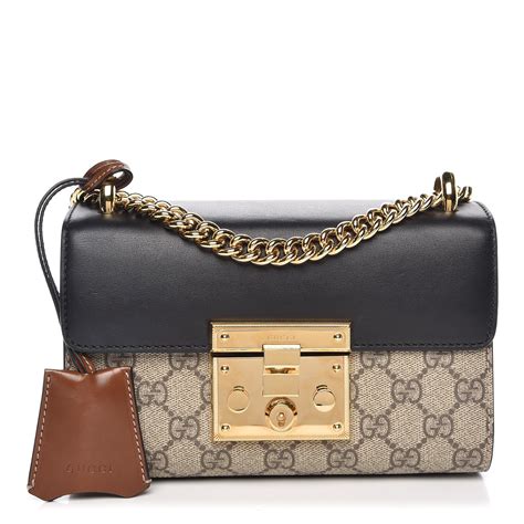 gucci gg supreme monogram small padlock shoulder bag black|gucci ophidia gg mini bag.